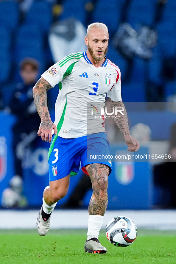 Federico Dimarco of Italy during the UEFA Nations League 2024/25 League A Group A2 match between Italy and Belgium at Stadio Olimpico on Oct...