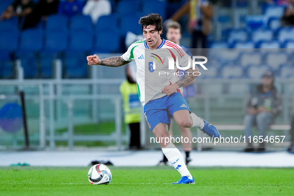 Sandro Tonali of Italy during the UEFA Nations League 2024/25 League A Group A2 match between Italy and Belgium at Stadio Olimpico on Octobe...