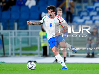 Sandro Tonali of Italy during the UEFA Nations League 2024/25 League A Group A2 match between Italy and Belgium at Stadio Olimpico on Octobe...