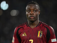 Jeremy Doku (BEL) participates in the UEFA National League Matchday 3 match between Italy and Belgium at the Olympic Stadium in Rome, Italy,...