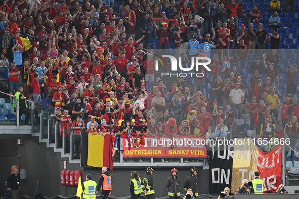 Supporters of Belgium attend the UEFA National League Matchday 3 match between Italy and Belgium at the Olympic Stadium in Rome, Italy, on O...