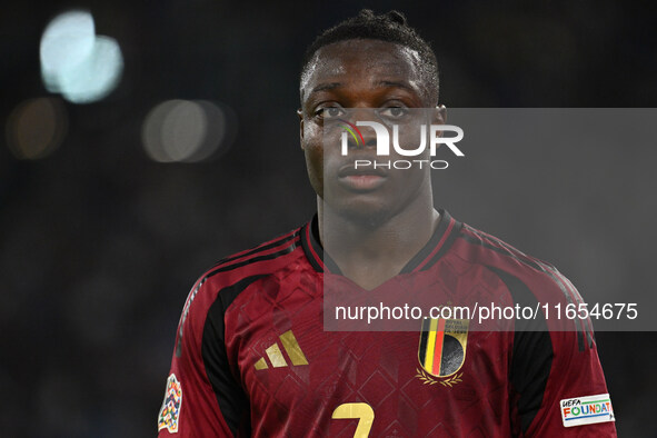 Jeremy Doku (BEL) participates in the UEFA National League Matchday 3 match between Italy and Belgium at the Olympic Stadium in Rome, Italy,...