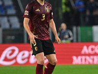 Arthur Theate (BEL) is in action during the UEFA National League Matchday 3 match between Italy and Belgium at the Olympic Stadium in Rome,...