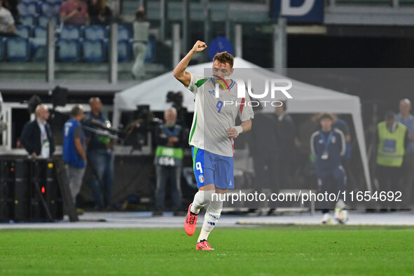 Mateo Retegui (ITA) celebrates after scoring the goal of 2-0 during the UEFA Nations League Matchday 3 match between Italy and Belgium at th...