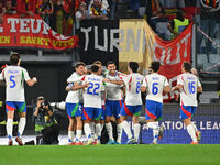 Mateo Retegui (ITA) celebrates after scoring the goal of 2-0 during the UEFA Nations League Matchday 3 match between Italy and Belgium at th...