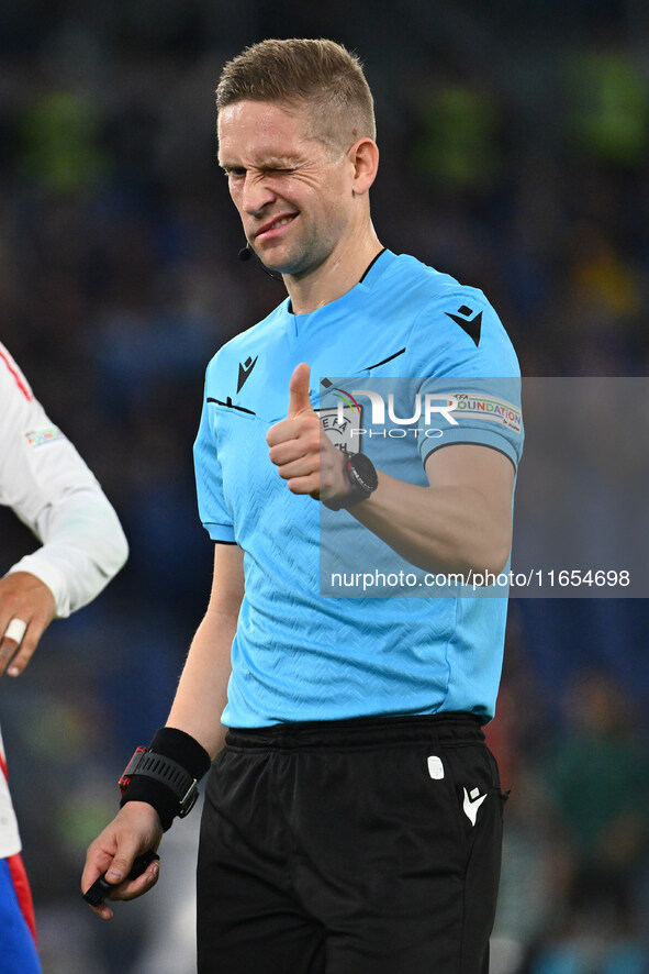 Referee Espen Eskas (NOR) officiates the UEFA National League Matchday 3 match between Italy and Belgium at the Olympic Stadium in Rome, Ita...