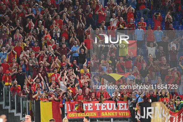 Supporters of Belgium attend the UEFA National League Matchday 3 match between Italy and Belgium at the Olympic Stadium in Rome, Italy, on O...