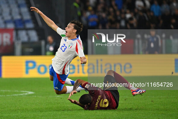 Niccolo Pisilli (ITA) and Aster Vranckx (BEL) are in action during the UEFA National League Matchday 3 match between Italy and Belgium at th...