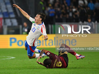 Niccolo Pisilli (ITA) and Aster Vranckx (BEL) are in action during the UEFA National League Matchday 3 match between Italy and Belgium at th...