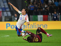 Niccolo Pisilli (ITA) and Aster Vranckx (BEL) are in action during the UEFA National League Matchday 3 match between Italy and Belgium at th...