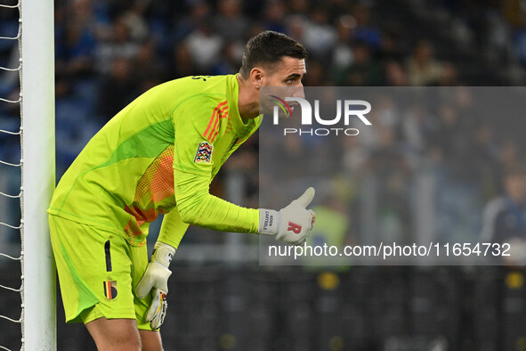 Koen Casteels (BEL) participates in the UEFA National League Matchday 3 match between Italy and Belgium at the Olympic Stadium in Rome, Ital...