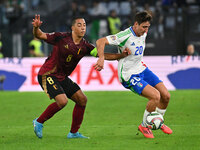 Youri Tielemans (BEL) and Andrea Cambiaso (ITA) are in action during the UEFA Nations League Matchday 3 match between Italy and Belgium at t...