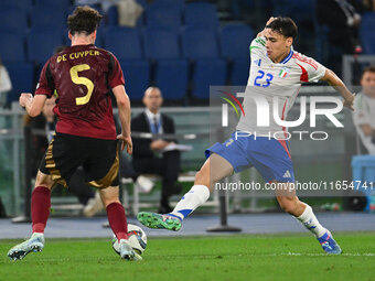 Maxim De Cuyper (BEL) and Niccolo Pisilli (ITA) are in action during the UEFA National League Matchday 3 match between Italy and Belgium at...