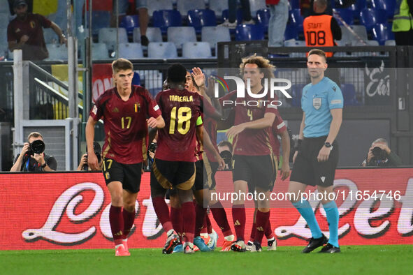 Leandro Trossard (BEL) celebrates after scoring the goal to make it 2-2 during the UEFA Nations League Matchday 3 match between Italy and Be...