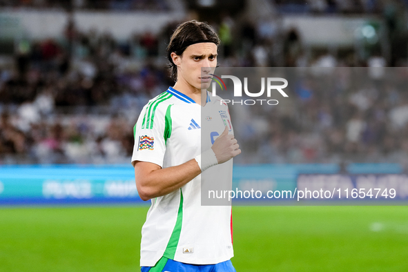 Riccardo Calafiori of Italy gestures during the UEFA Nations League 2024/25 League A Group A2 match between Italy and Belgium at Stadio Olim...