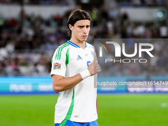 Riccardo Calafiori of Italy gestures during the UEFA Nations League 2024/25 League A Group A2 match between Italy and Belgium at Stadio Olim...