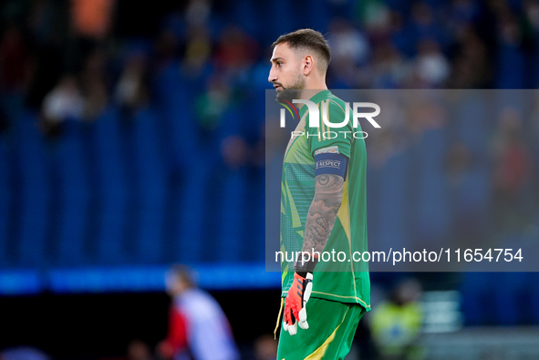 Gianluigi Donnarumma of Italy looks on during the UEFA Nations League 2024/25 League A Group A2 match between Italy and Belgium at Stadio Ol...