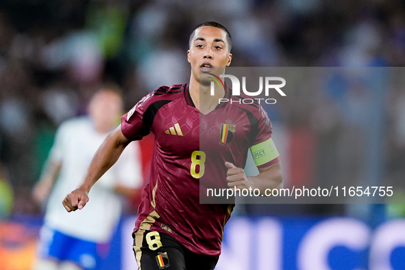 Youri Tielemans of Belgium looks on during the UEFA Nations League 2024/25 League A Group A2 match between Italy and Belgium at Stadio Olimp...