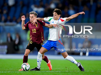 Leonardo Trossard of Belgium and Samuele Ricci of Italy compete for the ball during the UEFA Nations League 2024/25 League A Group A2 match...