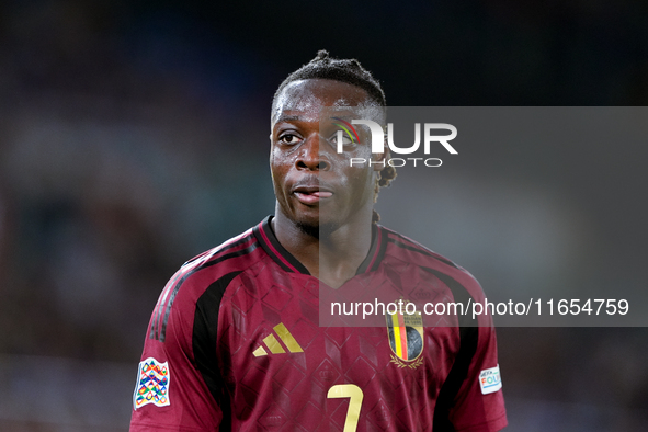 Jeremy Doku of Belgium looks on during the UEFA Nations League 2024/25 League A Group A2 match between Italy and Belgium at Stadio Olimpico...