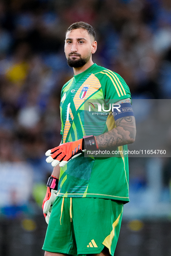 Gianluigi Donnarumma of Italy looks on during the UEFA Nations League 2024/25 League A Group A2 match between Italy and Belgium at Stadio Ol...