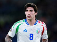 Sandro Tonali of Italy looks on during the UEFA Nations League 2024/25 League A Group A2 match between Italy and Belgium at Stadio Olimpico...