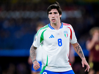 Sandro Tonali of Italy looks on during the UEFA Nations League 2024/25 League A Group A2 match between Italy and Belgium at Stadio Olimpico...