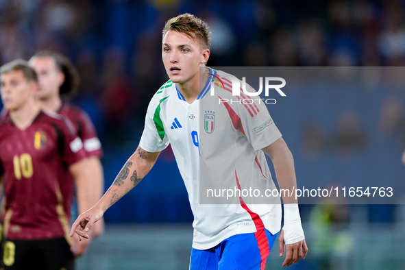 Matteo Retegui of Italy looks on during the UEFA Nations League 2024/25 League A Group A2 match between Italy and Belgium at Stadio Olimpico...