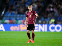 Leonardo Trossard of Belgium gestures during the UEFA Nations League 2024/25 League A Group A2 match between Italy and Belgium at Stadio Oli...