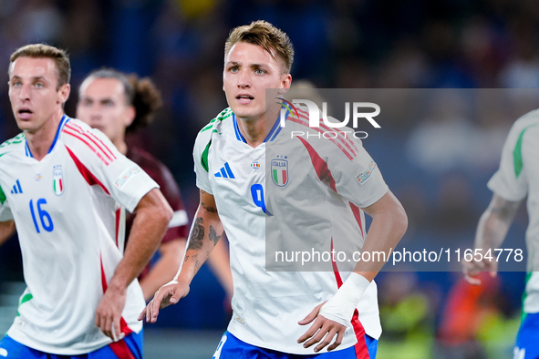 Matteo Retegui of Italy looks on during the UEFA Nations League 2024/25 League A Group A2 match between Italy and Belgium at Stadio Olimpico...