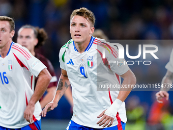 Matteo Retegui of Italy looks on during the UEFA Nations League 2024/25 League A Group A2 match between Italy and Belgium at Stadio Olimpico...