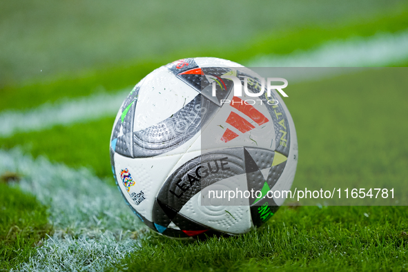 Official UEFA Nations League match ball during the UEFA Nations League 2024/25 League A Group A2 match between Italy and Belgium at Stadio O...