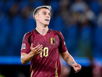 Leonardo Trossard of Belgium reacts during the UEFA Nations League 2024/25 League A Group A2 match between Italy and Belgium at Stadio Olimp...