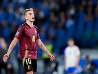 Leonardo Trossard of Belgium reacts during the UEFA Nations League 2024/25 League A Group A2 match between Italy and Belgium at Stadio Olimp...