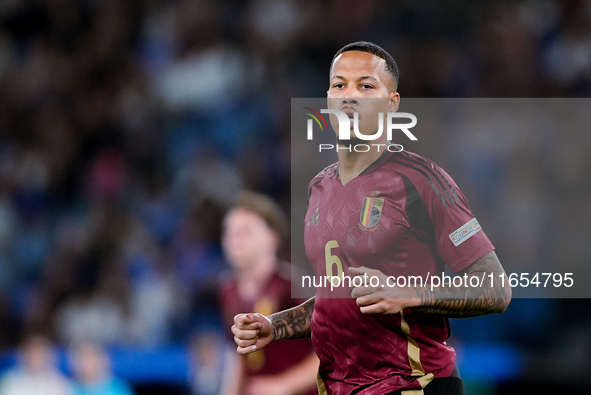 Aster Vrankx of Belgium looks on during the UEFA Nations League 2024/25 League A Group A2 match between Italy and Belgium at Stadio Olimpico...