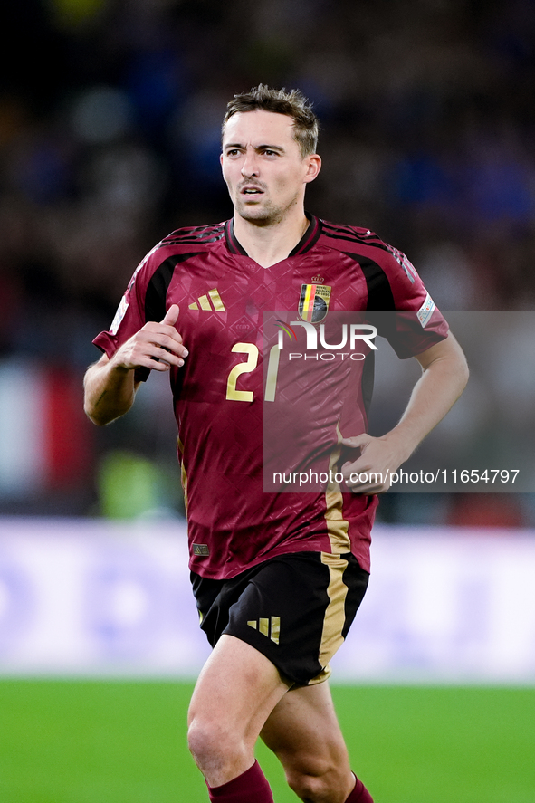 Timothy Castagne of Belgium looks on during the UEFA Nations League 2024/25 League A Group A2 match between Italy and Belgium at Stadio Olim...