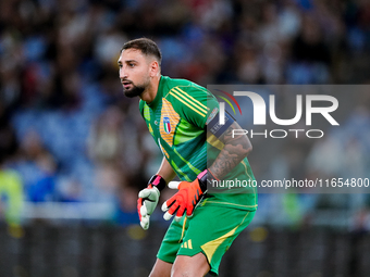 Gianluigi Donnarumma of Italy looks on during the UEFA Nations League 2024/25 League A Group A2 match between Italy and Belgium at Stadio Ol...