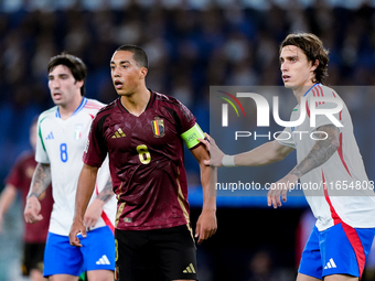 Youri Tielemans of Belgium and Samuele Ricci of Italy during the UEFA Nations League 2024/25 League A Group A2 match between Italy and Belgi...