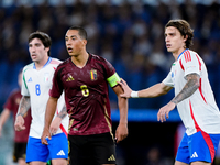 Youri Tielemans of Belgium and Samuele Ricci of Italy during the UEFA Nations League 2024/25 League A Group A2 match between Italy and Belgi...