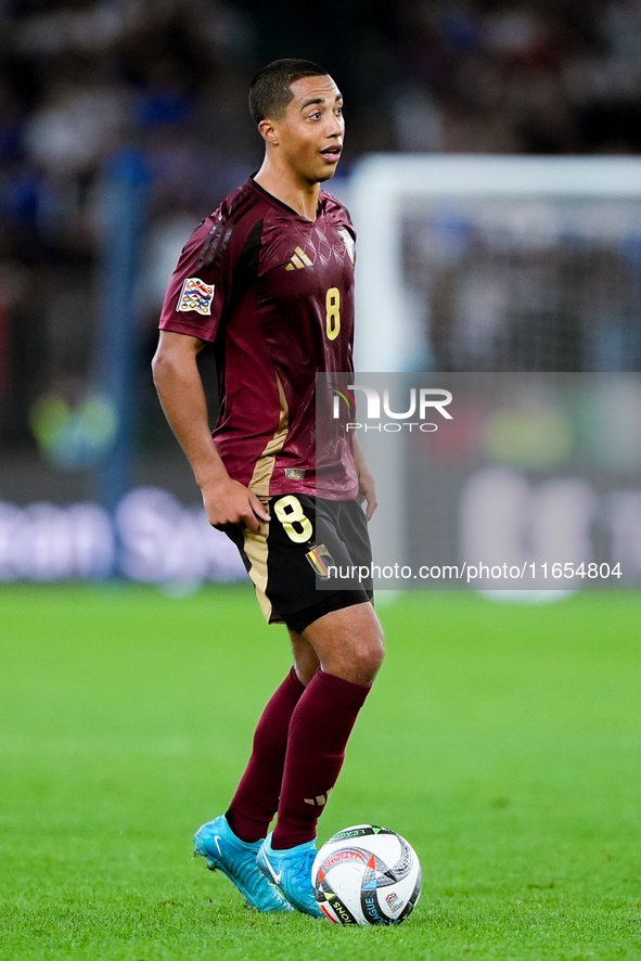 Youri Tielemans of Belgium during the UEFA Nations League 2024/25 League A Group A2 match between Italy and Belgium at Stadio Olimpico on Oc...