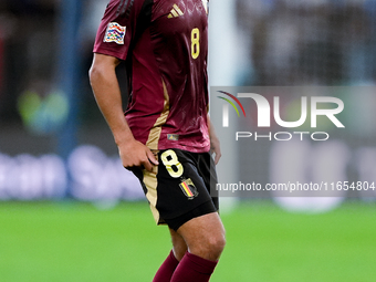 Youri Tielemans of Belgium during the UEFA Nations League 2024/25 League A Group A2 match between Italy and Belgium at Stadio Olimpico on Oc...