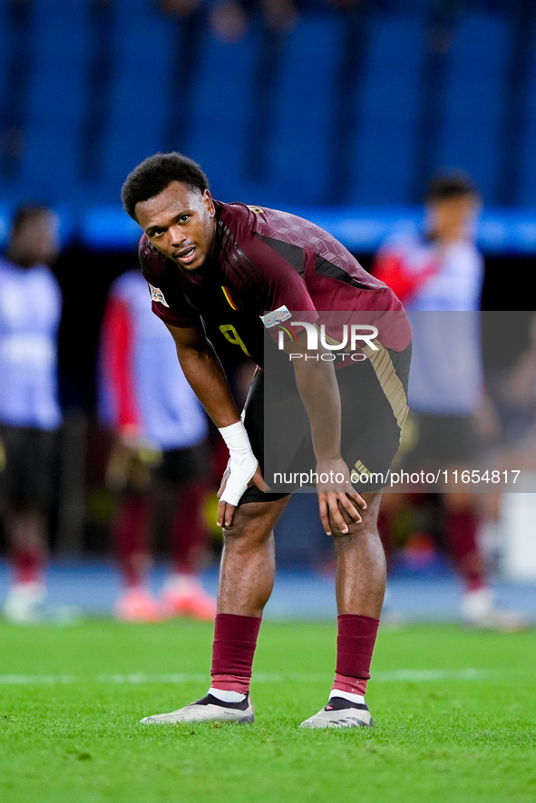 Lois Openda of Belgium looks dejected during the UEFA Nations League 2024/25 League A Group A2 match between Italy and Belgium at Stadio Oli...