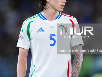 Riccardo Calafiori of Italy looks on during the UEFA Nations League 2024/25 League A Group A2 match between Italy and Belgium at Stadio Olim...