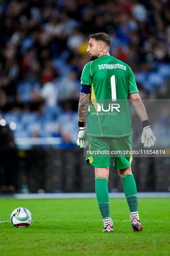 Gianluigi Donnarumma of Italy looks on during the UEFA Nations League 2024/25 League A Group A2 match between Italy and Belgium at Stadio Ol...