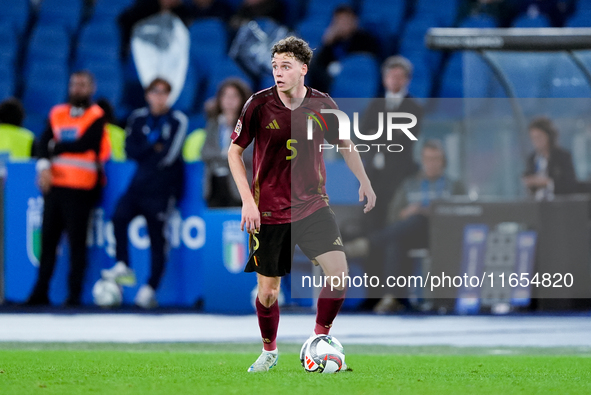 Maxim De Cuyper of Belgium during the UEFA Nations League 2024/25 League A Group A2 match between Italy and Belgium at Stadio Olimpico on Oc...