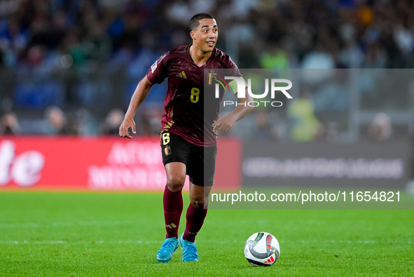 Youri Tielemans of Belgium during the UEFA Nations League 2024/25 League A Group A2 match between Italy and Belgium at Stadio Olimpico on Oc...