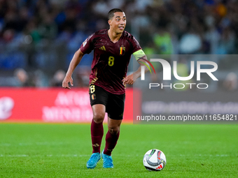 Youri Tielemans of Belgium during the UEFA Nations League 2024/25 League A Group A2 match between Italy and Belgium at Stadio Olimpico on Oc...