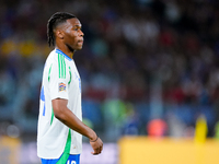 Destiny Udogie of Italy looks on during the UEFA Nations League 2024/25 League A Group A2 match between Italy and Belgium at Stadio Olimpico...