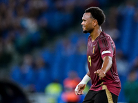 Lois Openda of Belgium gestures during the UEFA Nations League 2024/25 League A Group A2 match between Italy and Belgium at Stadio Olimpico...