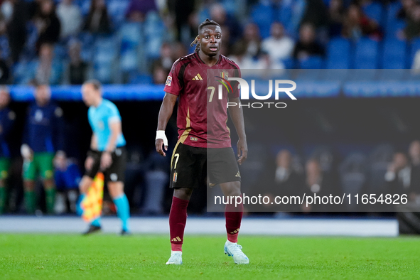 Jeremy Doku of Belgium looks on during the UEFA Nations League 2024/25 League A Group A2 match between Italy and Belgium at Stadio Olimpico...